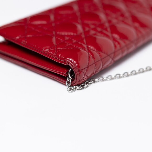 Lady Dior Red Patent Cannage Clutch - Picture 6 of 11
